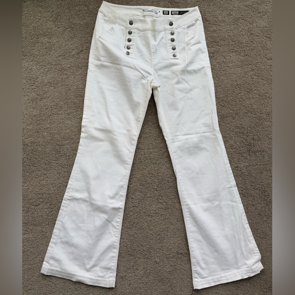 Miss Me- Wide Leg, High Rise White Jeans